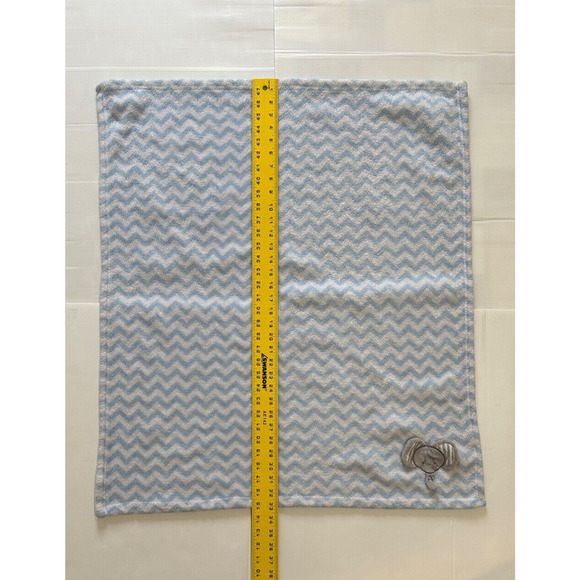 Lele Bebe Favorite Blue Chevron Elephant Face Fleece Baby Blanket Lovey Applique - Picture 3 of 6
